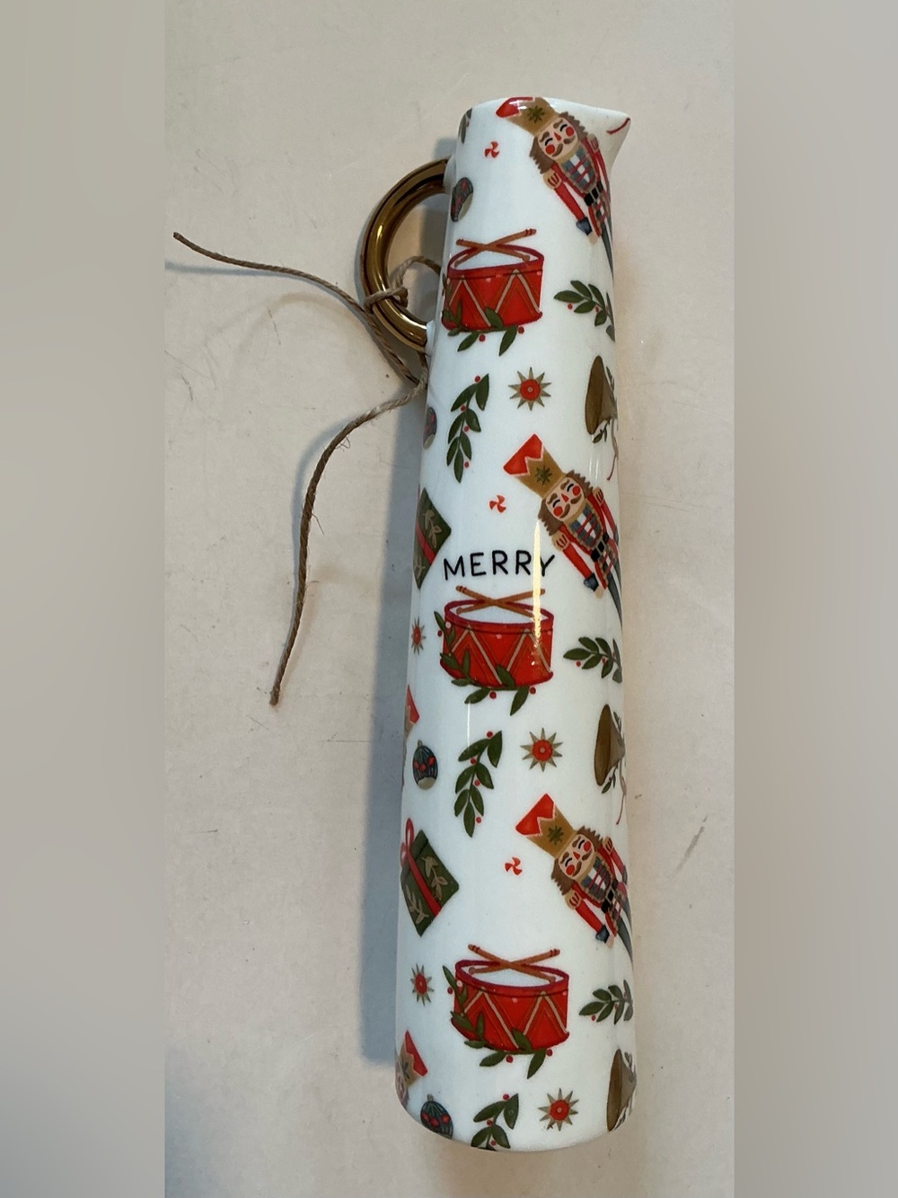 Nutcracker Pattern Pitcher Bud Vase